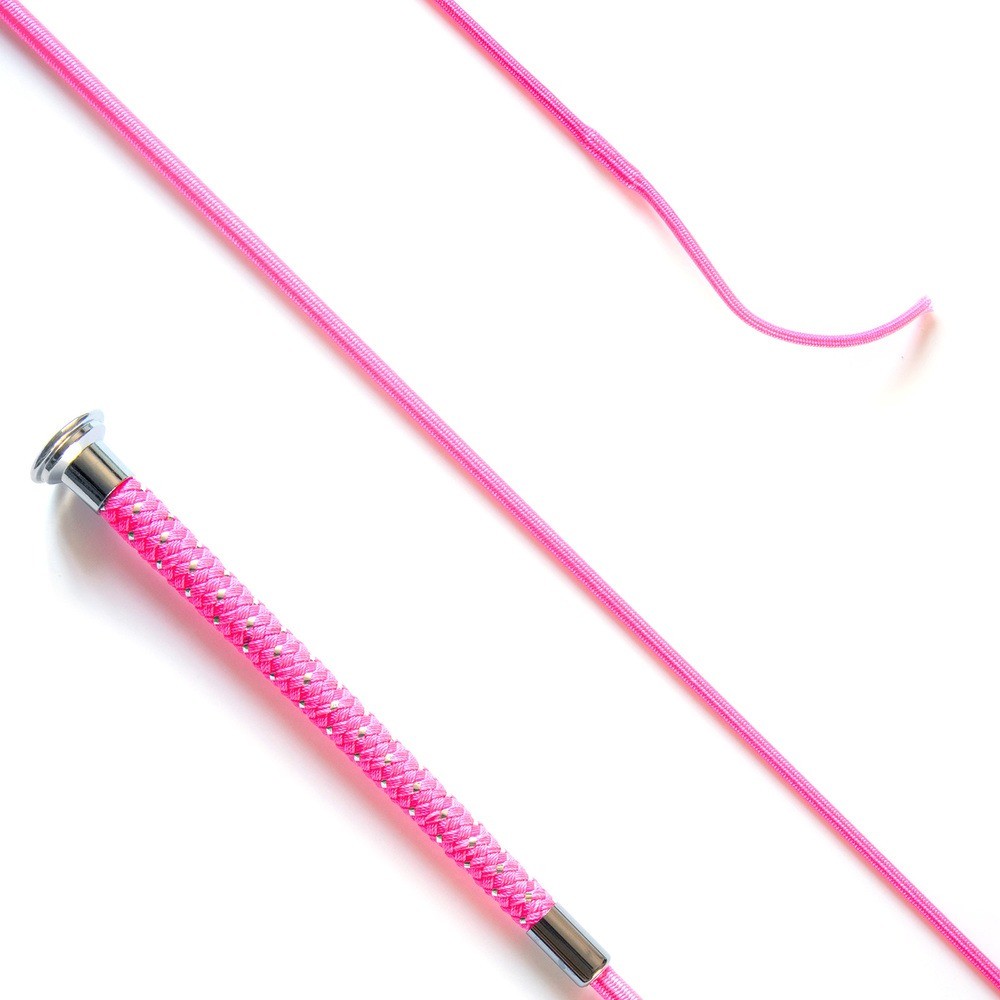 Dressage Whip with Silver Braided Grip Hot Pink 100cm