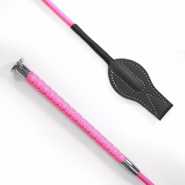 Silver Braided Junior Whip Hot Pink